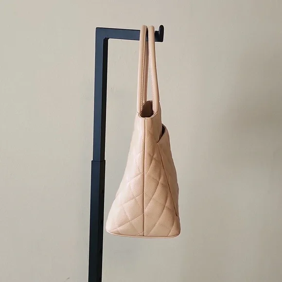 Chanel matelasse Reprint Totebag caviar leather caviar skin beige like new, 90s - Picture 4 of 10